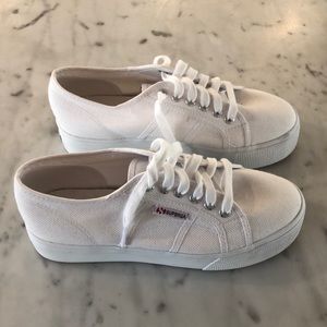 Superga platform white sneakers. Never worn.